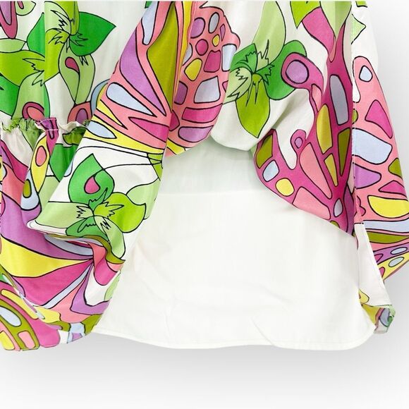 TRINA TURK NWT MOVIE COLONY 2 DRESS SIZE XS - Colorful Silk- Tiered Ruffle - Picture 11 of 11